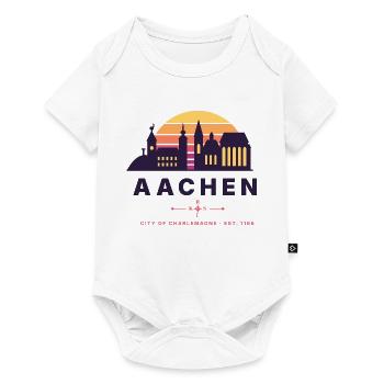 Aachen Retro Sunset Skyline City of Charlemagne - Baby Premium Kurzarmbody - Weiß - Vorne