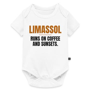 Limassol läuft auf Kaffee und Sonnenuntergängen - Baby Premium Kurzarmbody - Weiß - Vorne