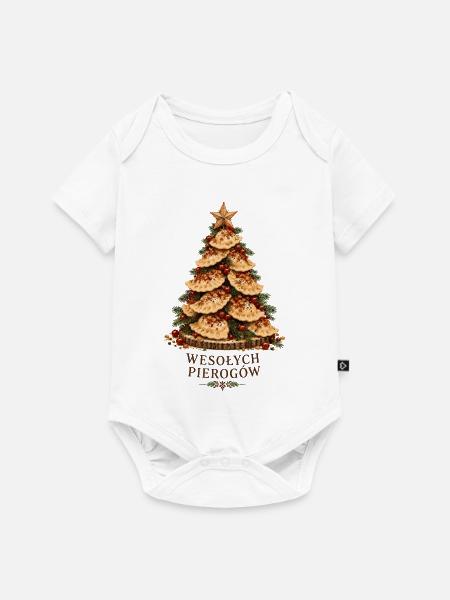 Wesołych Pierogów polnisches Weihnachtsbaumdesign - Baby Premium Kurzarmbody - Weiß