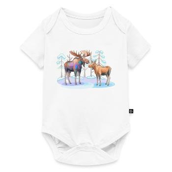 Elch im Winterwald – wilde Natur - Baby Premium Kurzarmbody - Weiß - Vorne