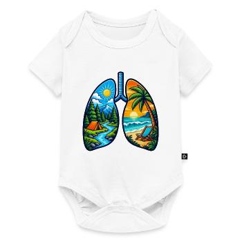 Nature Lungs Mountain Beach Outdoor-Abenteuer-Tee - Baby Premium Kurzarmbody - Weiß - Vorne