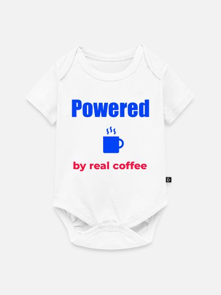 Angetrieben von echtem Kaffee - Baby Premium Kurzarmbody - Weiß
