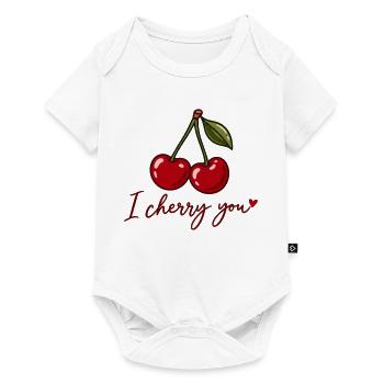 I Cherry You – Süße Kirschen Liebe Herz Geschenk - Baby Premium Kurzarmbody - Weiß - Vorne