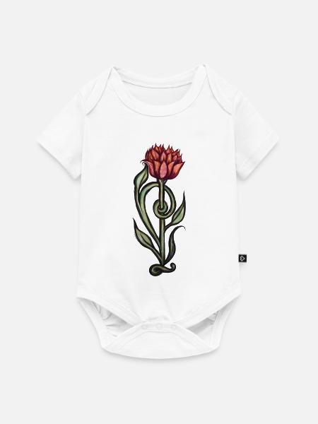 Karmesinrote Flammenblüte - Baby Premium Kurzarmbody - Weiß
