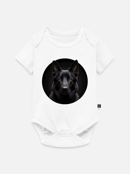 Schwarzer Schäferhund Portrait - Baby Premium Kurzarmbody - Weiß