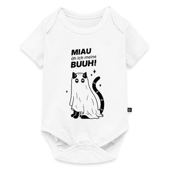 Miau äh ich meine Buuh! - Katze Gespenst Halloween - Baby Premium Kurzarmbody - Weiß - Vorne