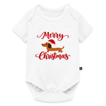 Dackel mit Weihnachtsmütze - Baby Premium Kurzarmbody - Weiß - Vorne