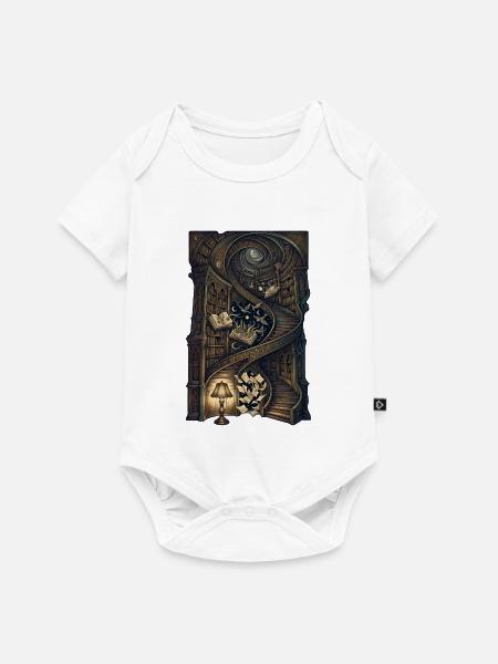 Magische Bibliothek – Fantasy Bücher Kunst - Baby Premium Kurzarmbody - Weiß
