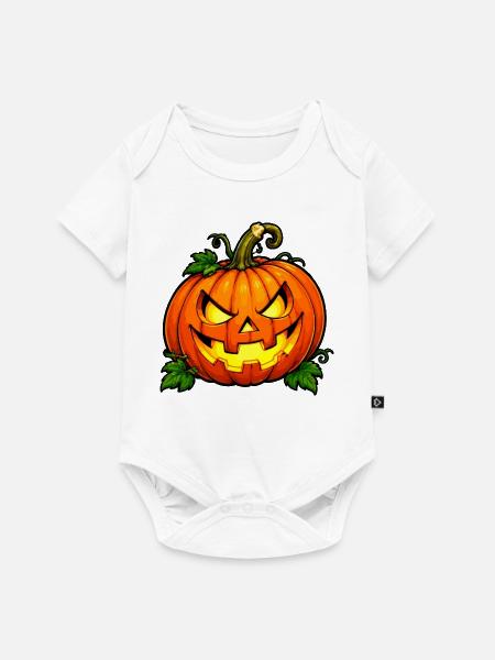 Grimmiger Halloween Kürbis - Baby Premium Kurzarmbody - Weiß