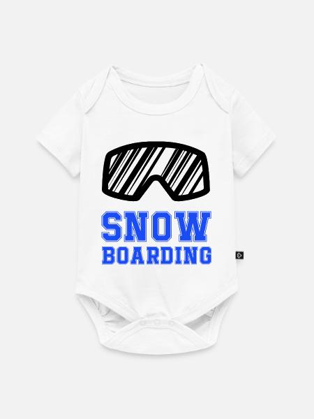 Snowboard Schriftzug Blau - Baby Premium Kurzarmbody - Weiß
