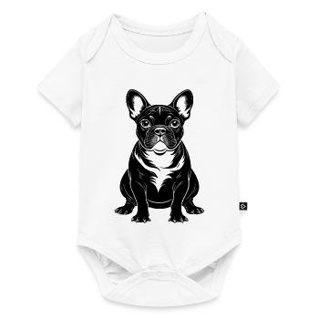 Französischer Bulldoggensitz - Baby Premium Kurzarmbody - Weiß - Vorne