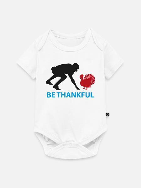 Sei dankbar, Truthahn-Silhouette - Baby Premium Kurzarmbody - Weiß