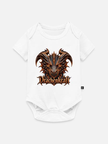 Drachenkraft – Dunkler Fantasy-Drache - Baby Premium Kurzarmbody - Weiß