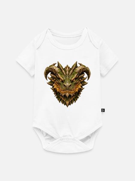 Steindrache – Mächtiger Drachenkopf aus Fels - Baby Premium Kurzarmbody - Weiß