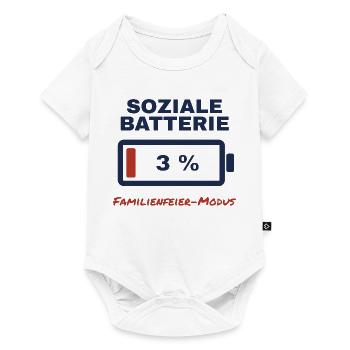 Soziale Batterie 3 % – Familienfeier-Modus - Baby Premium Kurzarmbody - Weiß - Vorne