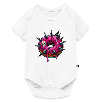 Punk Donut mit pinker Glasur und Totenköpfen - Baby Premium Kurzarmbody - Weiß - Vorne