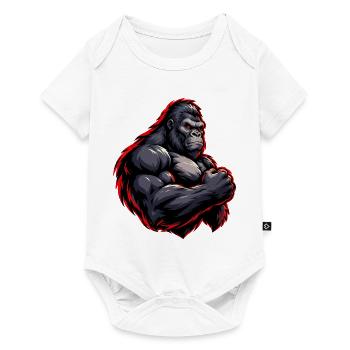 Kraftvoller Gorilla mit rotem Outline - Baby Premium Kurzarmbody - Weiß - Vorne