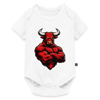 Roter Stier Muskelheld - Baby Premium Kurzarmbody - Weiß - Vorne