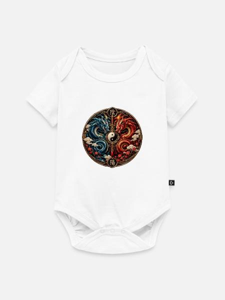YinYang Drachenkreis - Baby Premium Kurzarmbody - Weiß