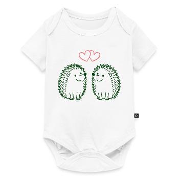 Herzchen-Igel Duo Liebesillustration - Baby Premium Kurzarmbody - Weiß - Vorne