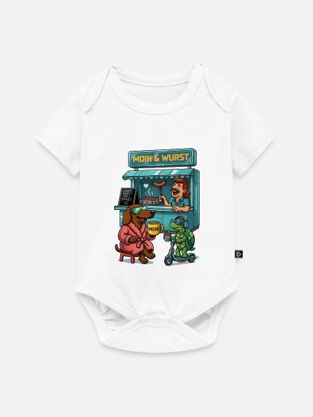 Dackel Imbiss Futuristisch - Baby Premium Kurzarmbody - Weiß