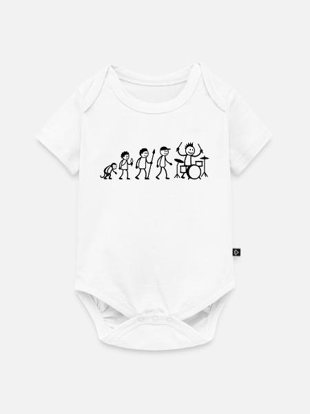Evolution Drummer Strichmänchen Schlagzeug - Baby Premium Kurzarmbody - Weiß