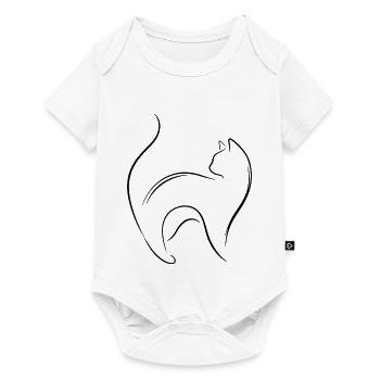 Minimalistische Katze – Abstrakte Katzenlinienzeichnung - Baby Premium Kurzarmbody - Weiß - Vorne