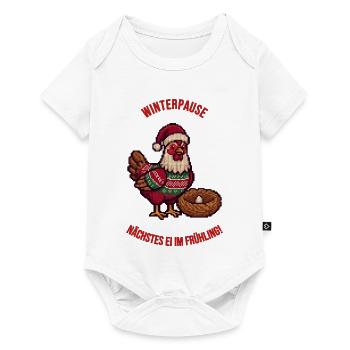 Hühnerhalter Winterpause – Nächstes Ei im Frühling - Baby Premium Kurzarmbody - Weiß - Vorne