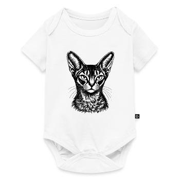 Orientalisch Kurzhaar – Black Ink Katzenporträt - Baby Premium Kurzarmbody - Weiß - Vorne