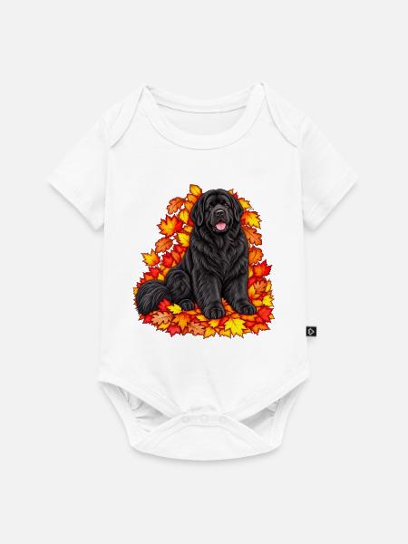 Neufundländer mit Ahornlaub - Baby Premium Kurzarmbody - Weiß