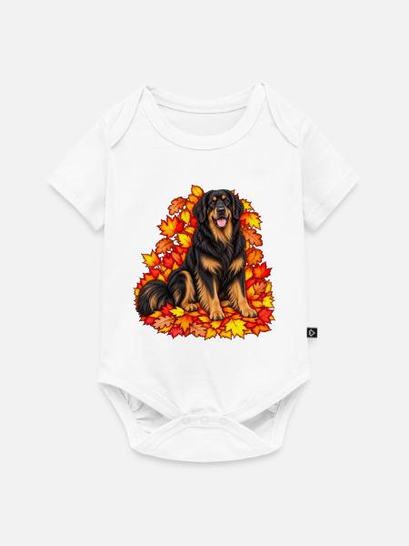 Hovawart im Herbstlaub - Baby Premium Kurzarmbody - Weiß