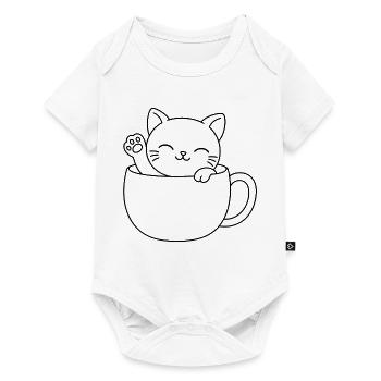 Süßes Teetassen-Kätzchen - Baby Premium Kurzarmbody - Weiß - Vorne