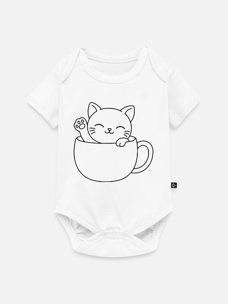 Süßes Teetassen-Kätzchen - Baby Premium Kurzarmbody - Weiß