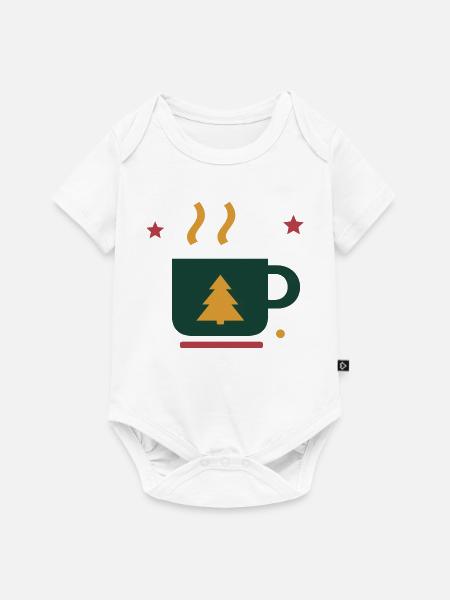 Winterkakao mit Tannenbaum – Adventsmotiv - Baby Premium Kurzarmbody - Weiß