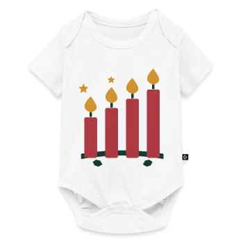 Vier Adventskerzen – ruhiges Weihnachtsmotiv - Baby Premium Kurzarmbody - Weiß - Vorne