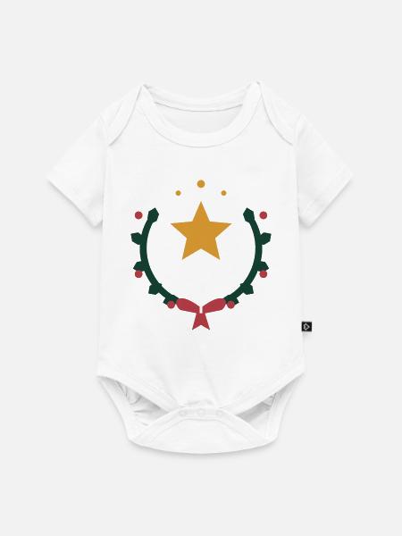 Weihnachtsstern im Kranz aus Winterzweigen - Baby Premium Kurzarmbody - Weiß