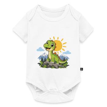 Süßer Dinosaurier – Kleiner Dino auf Abenteuer - Baby Premium Kurzarmbody - Weiß - Vorne
