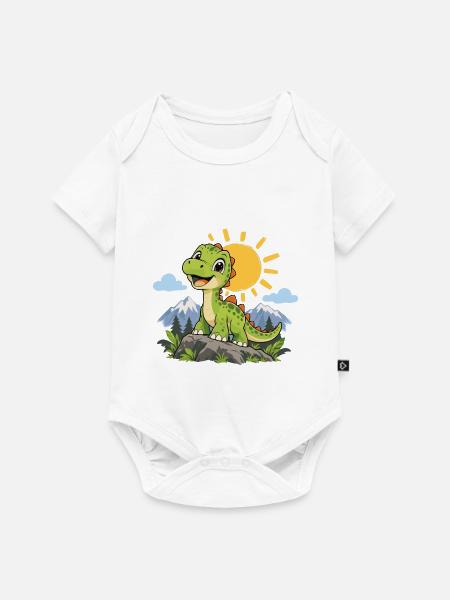 Süßer Dinosaurier – Kleiner Dino auf Abenteuer - Baby Premium Kurzarmbody - Weiß