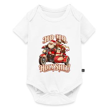 Santa on Motorcycle Naughty Ho Ho Ho - Baby Premium Kurzarmbody - Weiß - Vorne