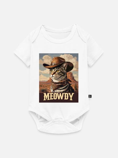 Western- und Wüsten-Meowdy Cowboy-Katze - Baby Premium Kurzarmbody - Weiß