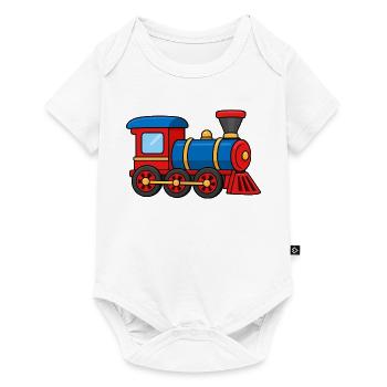 Kleine bunte Lokomotive – Comic Zug - Baby Premium Kurzarmbody - Weiß - Vorne