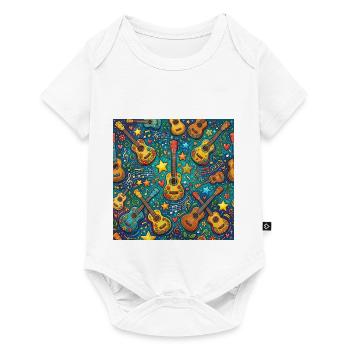 Psychedelische Gitarre Im 60er Hippie Stil - Baby Premium Kurzarmbody - Weiß - Vorne