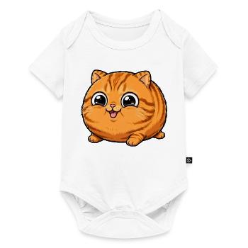 Super süße runde orangefarbene Katze - Baby Premium Kurzarmbody - Weiß - Vorne