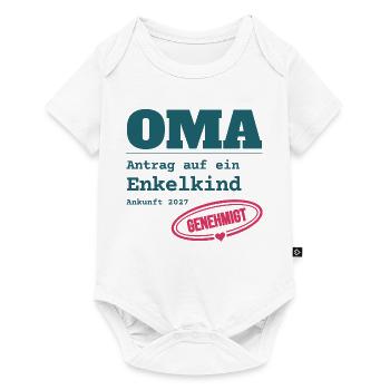 Oma 2027 – Antrag auf Enkelkind genehmigt - Baby Premium Kurzarmbody - Weiß - Vorne