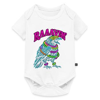 Raaavin Rabe Rave EDM Techno Festival Psychodelic - Baby Premium Kurzarmbody - Weiß - Vorne