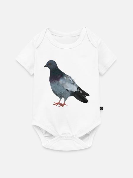 Stadttaube - Realistisch gemalte Taube - Baby Premium Kurzarmbody - Weiß