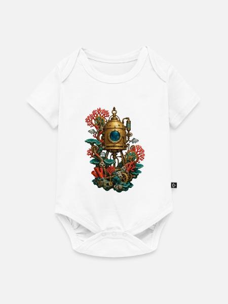 Tauchglocke zwischen mechanischen Korallen - Baby Premium Kurzarmbody - Weiß