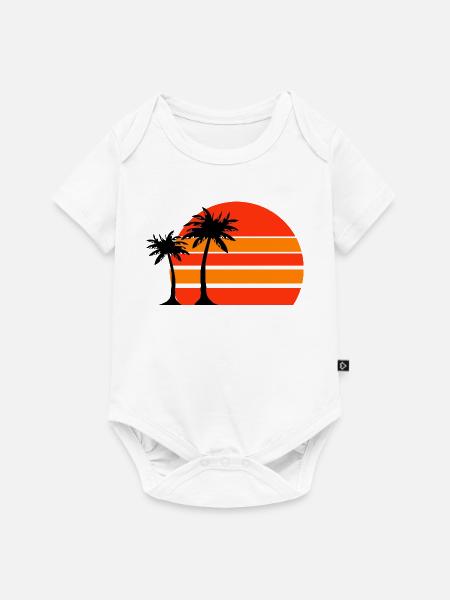 Sonnenuntergang am Palmenstrand - Baby Premium Kurzarmbody - Weiß