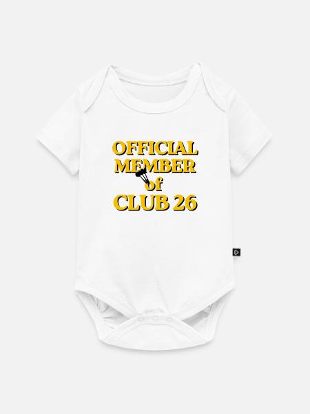 Darts Mitglied Club 26 – Goldschrift - Baby Premium Kurzarmbody - Weiß