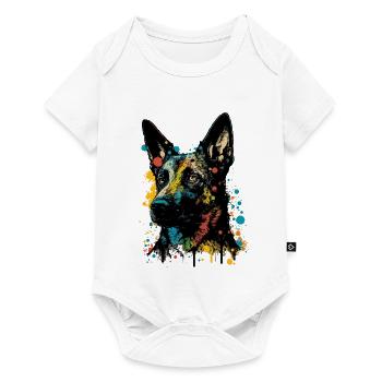 Belgischer Malinois Schäferhund Bunt Pop Art Hund - Baby Premium Kurzarmbody - Weiß - Vorne